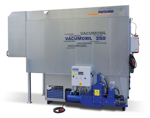 Vacumobil 350 with vibration cleaning and integrated briquetting press